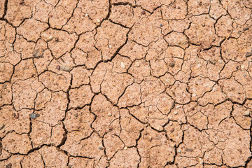 Dry cracked earth, The desert background. The global shortage of water on the planet. Deep cracks in the brown land as a symbol of hot climate and drought.