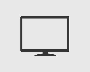 Computer Monitor Icon on gray Background. 