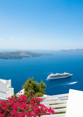White architecture on Santorini island, Greece. Beautiful summer landscape, sea view. © smallredgirl
