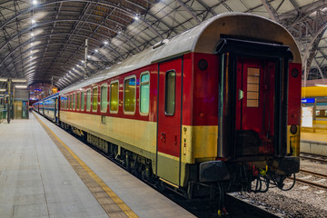 Obraz premium Sleeping coach in Prague main station on starting of way to Slovakia