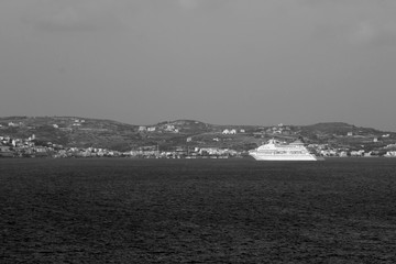 cruise liner on the background of the island