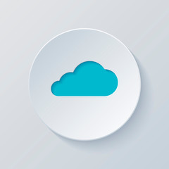 cloud icon. Cut circle with gray and blue layers. Paper style