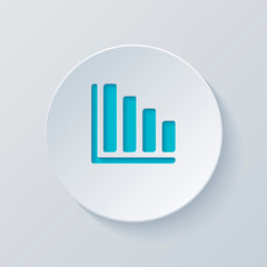 Declining graph line icon. Cut circle with gray and blue layers.