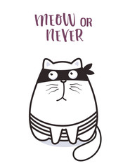 Bad cat character for greeting card design t-shirt print or poster