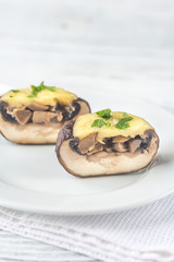Baked mushroom stuffed with mozzarella