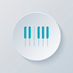 Piano keyboard icon. Horizontal view. Cut circle with gray and b
