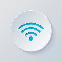 wi-fi icon. Cut circle with gray and blue layers. Paper style