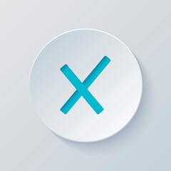 Wrong mark icon. Cut circle with gray and blue layers. Paper sty