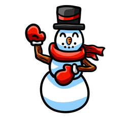 Happy Waving Snowman