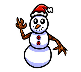 Happy Waving Snowman