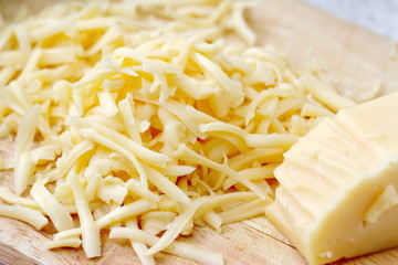 Grated cheese on the table