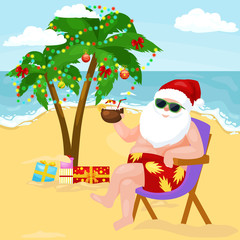 Santa claus sitting on chair with cocktail