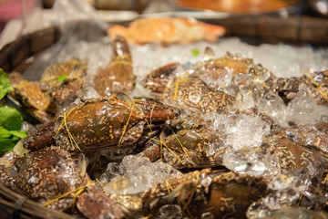 Raw material for Thai salad style,spicy mango salad with vegetable and crab.