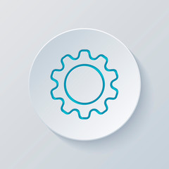Simple gear symbol, Linear icon with thin outline. Cut circle wi