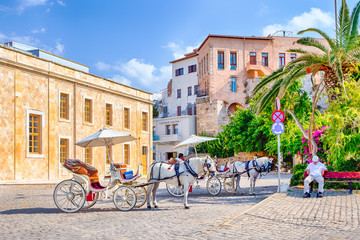 One of the Chania's Tourist Attractions with Horse Riding and Classic cabs in Chania, in August 20,...