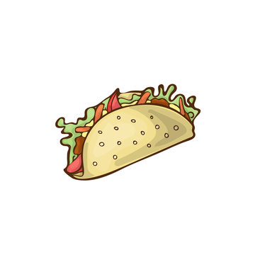 Fast Food Pita Icon Vector Cartoon Handdrawn