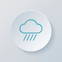 Cloud and rain. Weather simple icon. Linear style. Cut circle wi