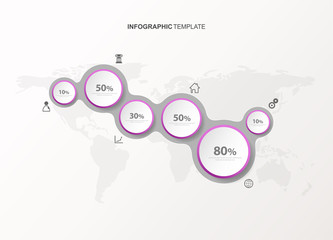 Project percentage progress overview graph vector illustration background with colorful circles shows the percentage milestones.