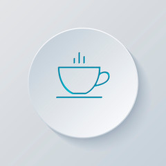 Simple cap of coffee or tea. Linear icon with thin outline. Cut