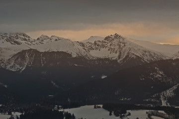 view of the peaks and Kasprowy wierch in poland