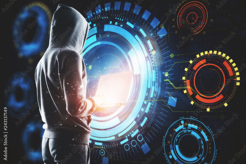 Poster hacking, future and virus concept