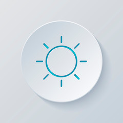 Sun icon. Linear, thin outline. Cut circle with gray and blue la