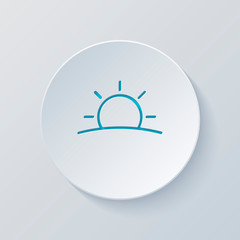 Sunrise icon. Linear, thin outline. Cut circle with gray and blu
