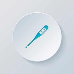Electronic medical thermometer for body. Cut circle with gray an