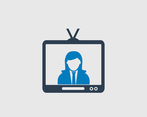 Television Icon on gray Background.