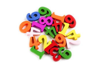 Math Number colorful on white background : Education study mathematics learning teach concept.