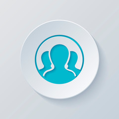 Team in circle, few person. Cut circle with gray and blue layers