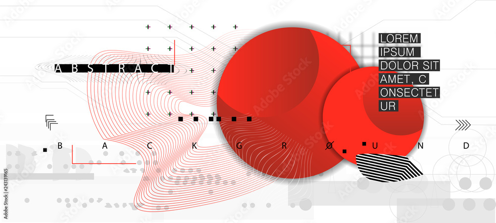 Poster trendy abstract background. composition of geometric shapes and splash. vector illustration