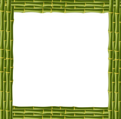 Square green wooden border made of realistic bamboo poles