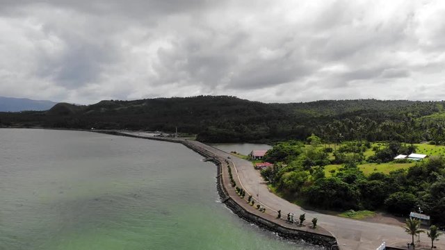 Aerial view of coast of Albay Gulf - Legazpi City, Albay province, Philippines, Pacific ocean