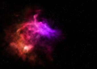 Far being shone nebula and star field. 3D rendering