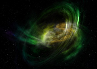 Far being shone nebula and star field. 3D rendering