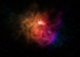 Star field in space and a nebulae. 3D rendering