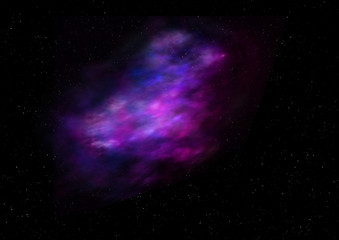 Far being shone nebula and star field. 3D rendering