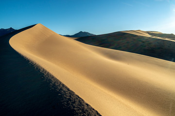 Fototapeta na wymiar Wind carved ridge in a sand dune, Kelso Sand Dunes, Mojave National Preserve, California