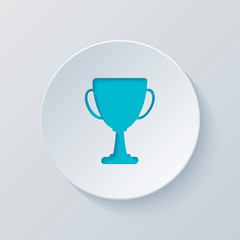 Silhouette of champions cup. Simple icon. Cut circle with gray a