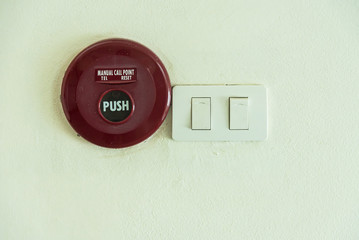 Fire alarm control panel on White background.