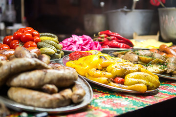 Grilled food at Christmas market