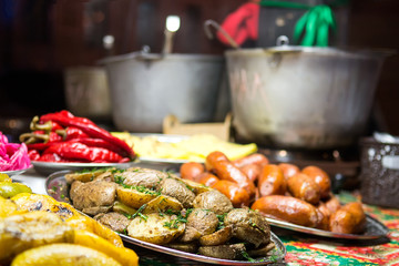 Freshly cooked grilled food