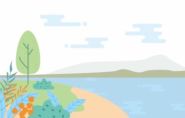 Naklejka premium Flat Nature landscape vector illustration