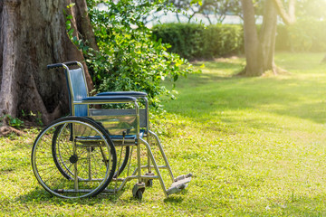 Empty wheelchair in the garden.thailand.