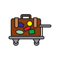 Travel suitcase color outline icon on white background for graphic and web design, Modern simple vector sign. Internet concept. Trendy symbol for website design web button or mobile app