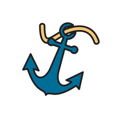 Anchor color outline icon on white background for graphic and web design, Modern simple vector sign. Internet concept. Trendy symbol for website design web button or mobile app