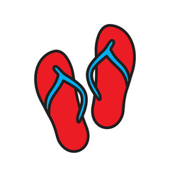 Flip flops color outline icon on white background for graphic and web design, Modern simple vector sign. Internet concept. Trendy symbol for website design web button or mobile app
