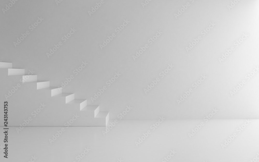 Aufkleber view of white stairs on white background,concept of the way to success. 3d rendering