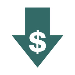 Cost reduction- decrease icon. Vector symbol image isolated on background